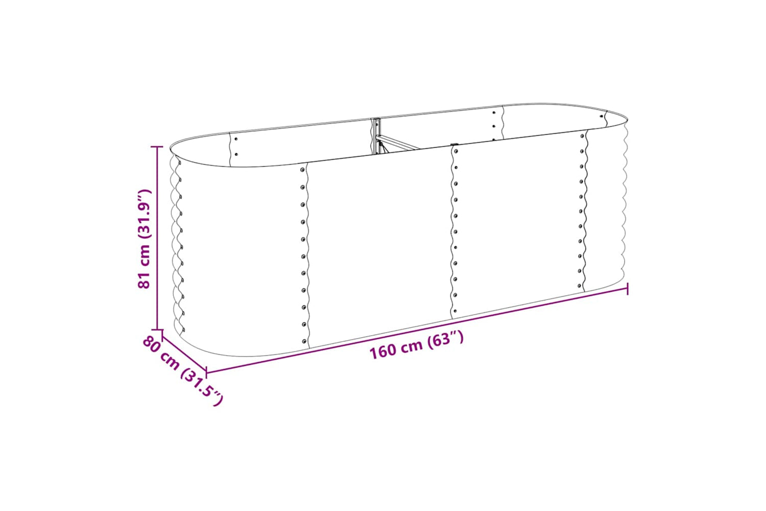 vidaXL Garden Raised Bed 240x80x81cm Galvanised Steel Silver-9