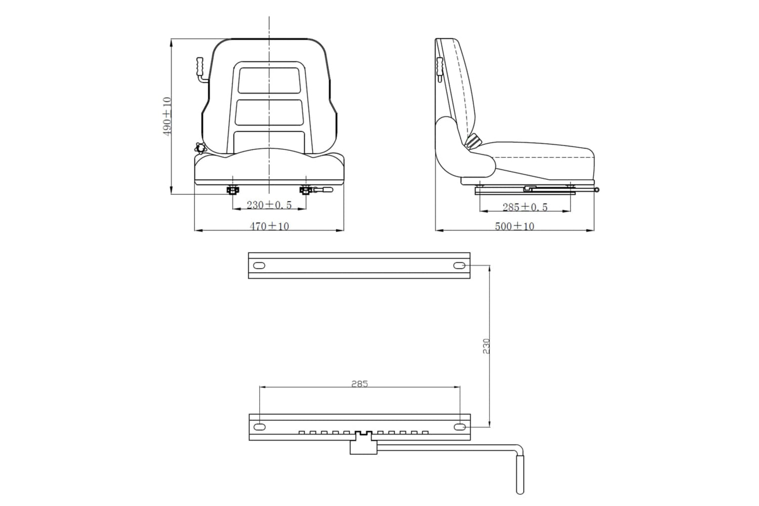 Vidaxl 142320 Forklift & Tractor Seat With Suspension And Adjustable Backrest-10