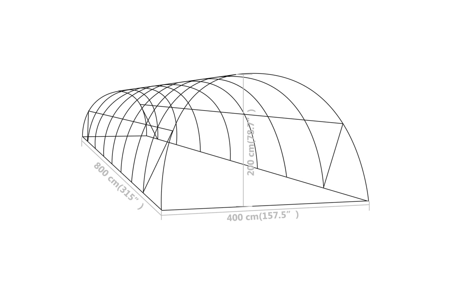 vidaXL 48162 Greenhouse 32 mÂ² 8x4x2 M-10