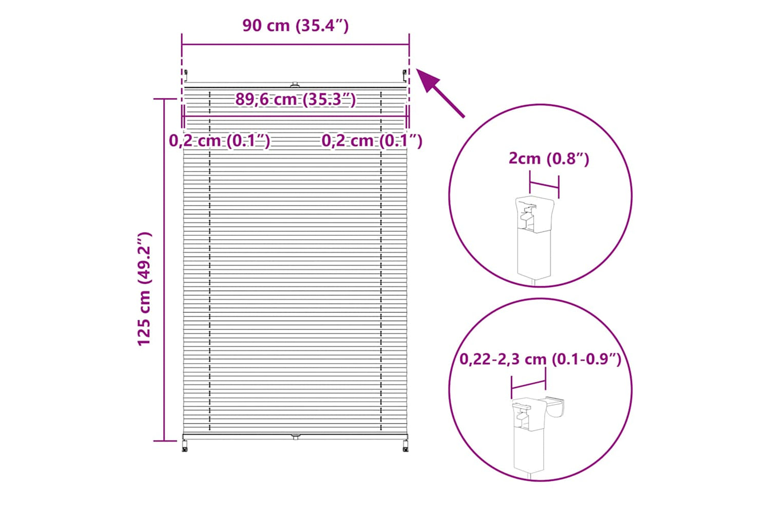 Vidaxl Plisse Blind 90x125cm Creme-9