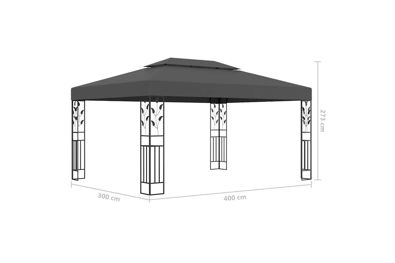 Vidaxl 3070299 Gazebo With Double Roof&led String Lights 3x4m Anthracite-9