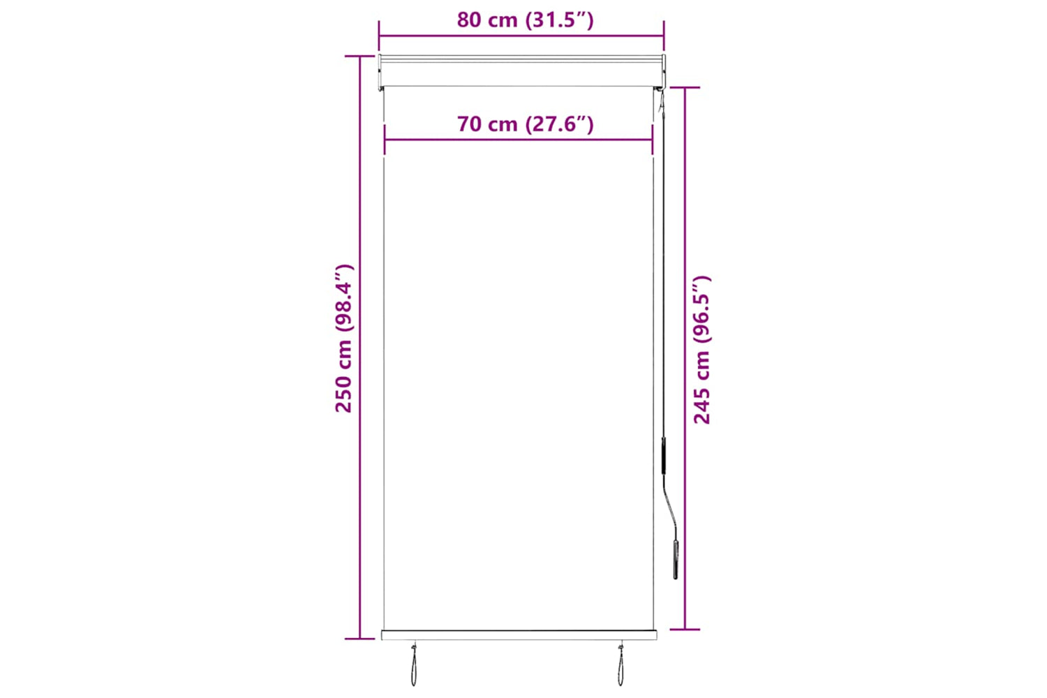 vidaXL 145950 Outdoor Roller Blind 80x250cm Yellow And Blue-10