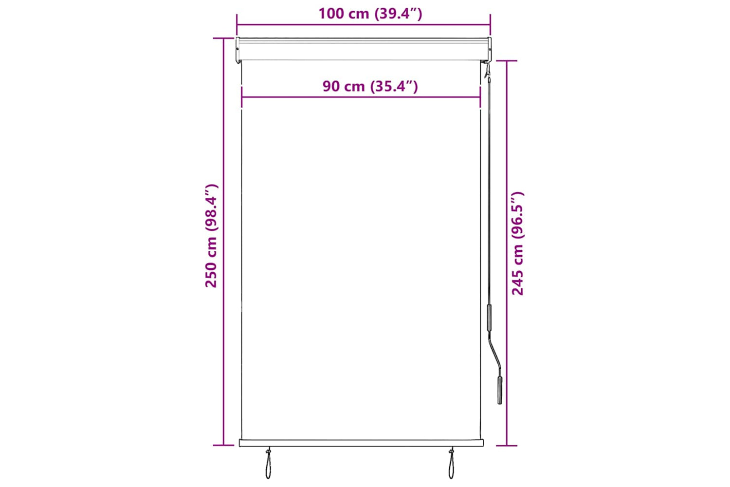 vidaXL 145960 Outdoor Roller Blind 100x250cm Orange And Brown-10