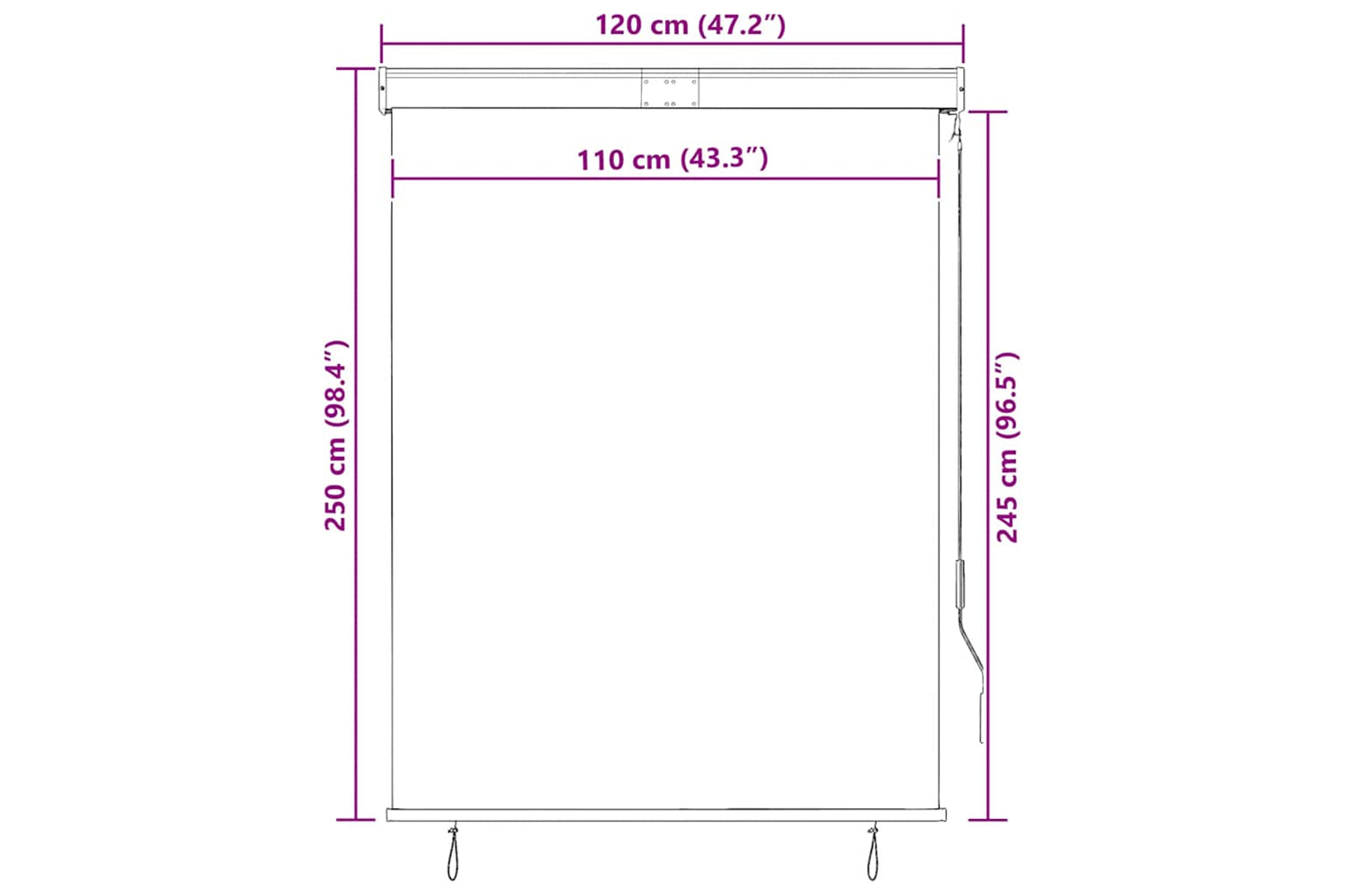 vidaXL 145961 Outdoor Roller Blind 120x250cm Blue And White-10