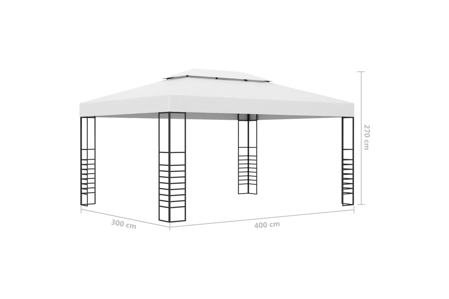 Vidaxl 3070307 Gazebo With Led String Lights 4x3x2.7 M White-9