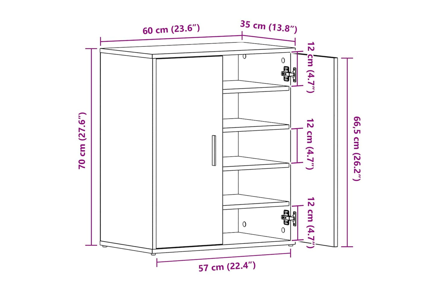 vidaXL 816008 Shoe Cabinet Smoked Oak 60x35x70cm Engineered Wood-9