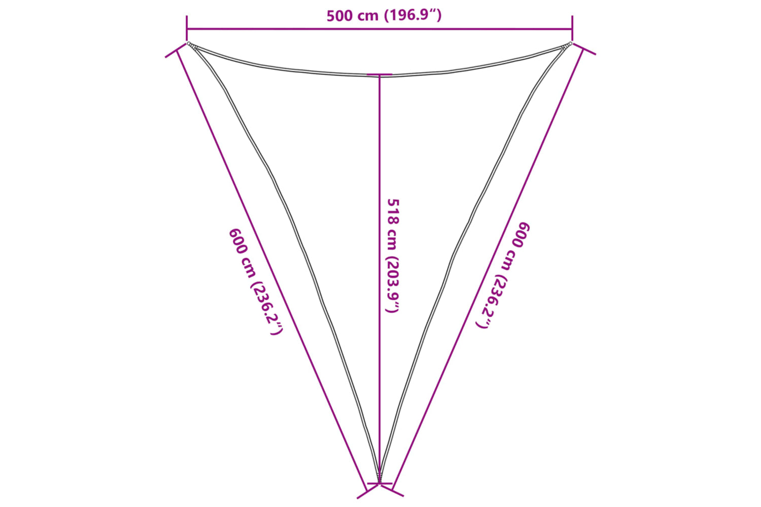 vidaXL 311758 Sunshade Sail 160 G/mÂ² Black 5x6x6 M Hdpe-9