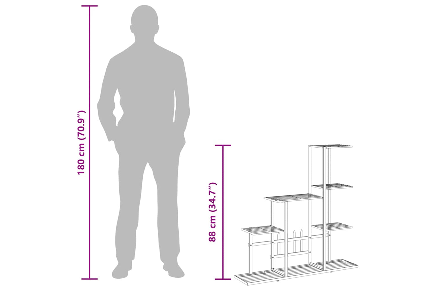 vidaXL 336113 Flower Stand 94.5x25x88cm White Metal-9