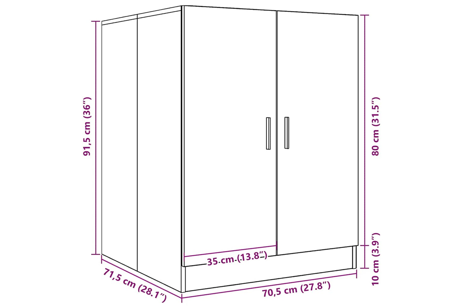 Vidaxl 808395 Washing Machine Cabinet White 71x71.5x91.5 Cm-9