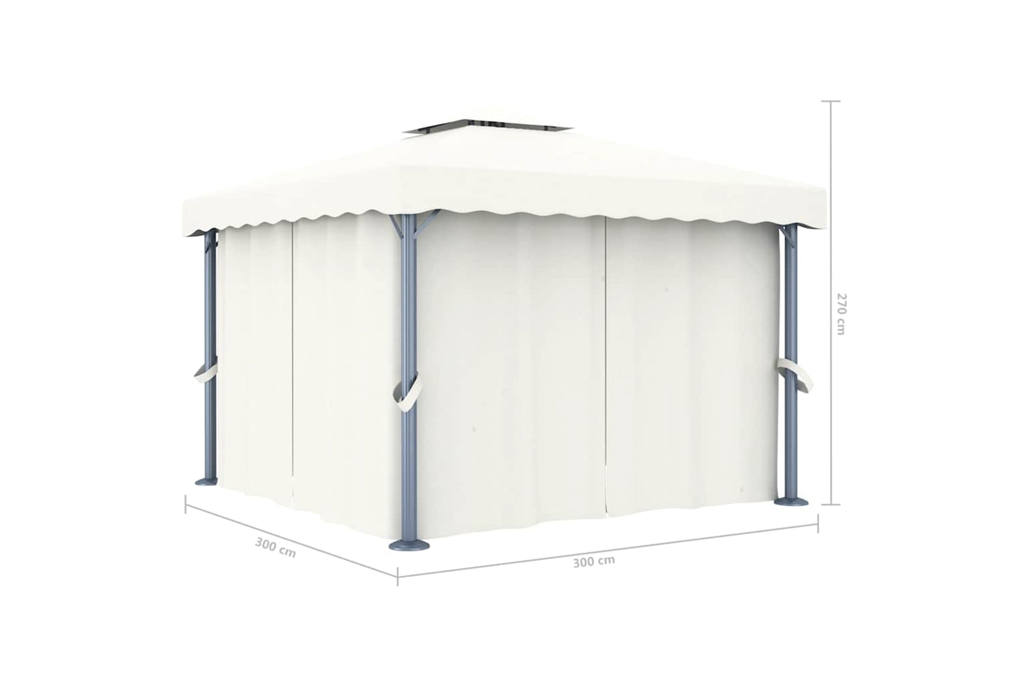 Vidaxl Gazebo With Curtain&led String Lights 3x3 M Cream White-9