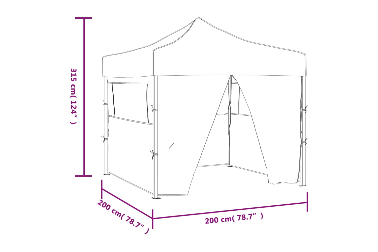 Vidaxl Professional Folding Party Tent With 4 Sidewalls 2x2 M Steel Cream-10