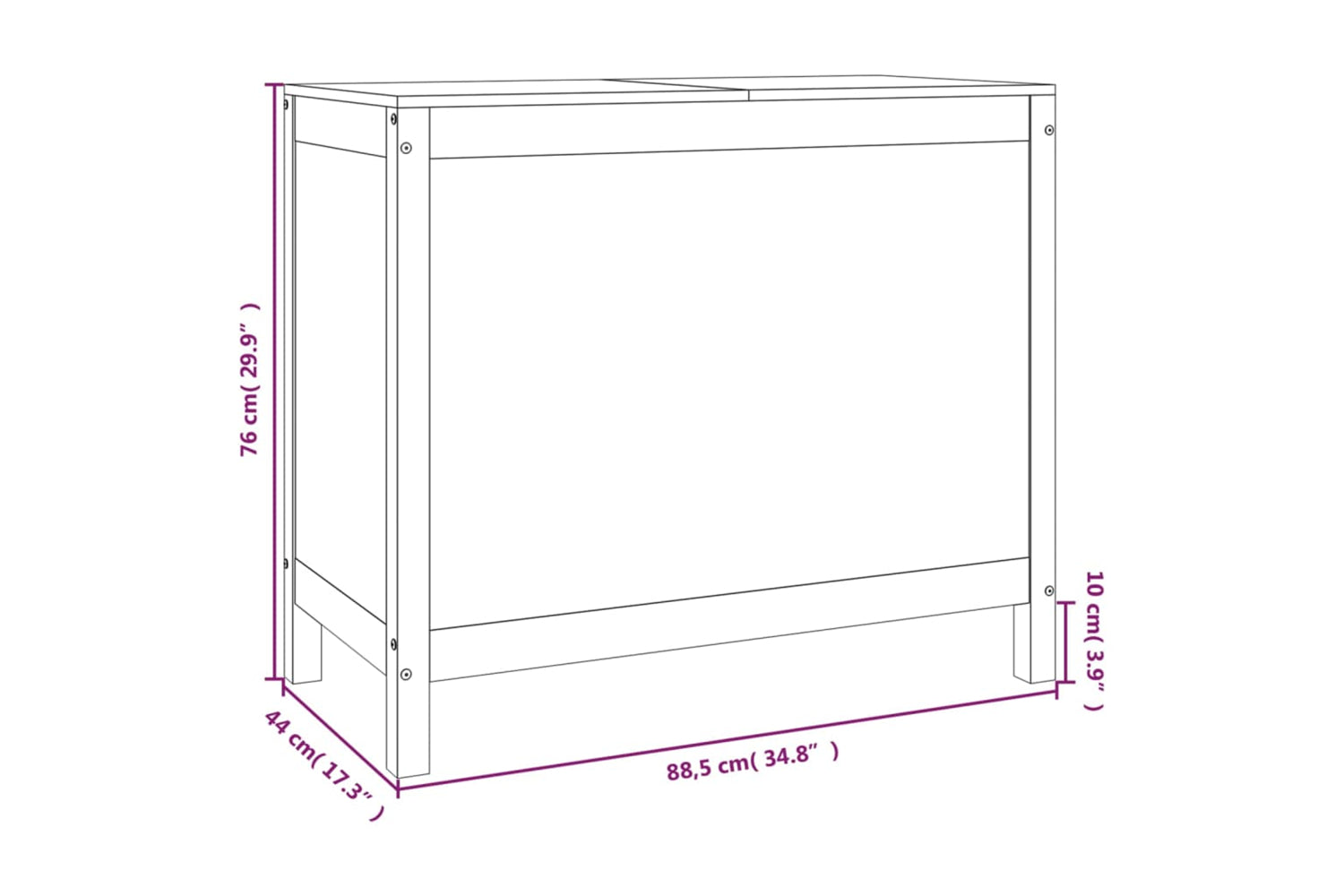 vidaXL 823583 Laundry Box Black 88.5x44x76cm Solid Wood Pine-9