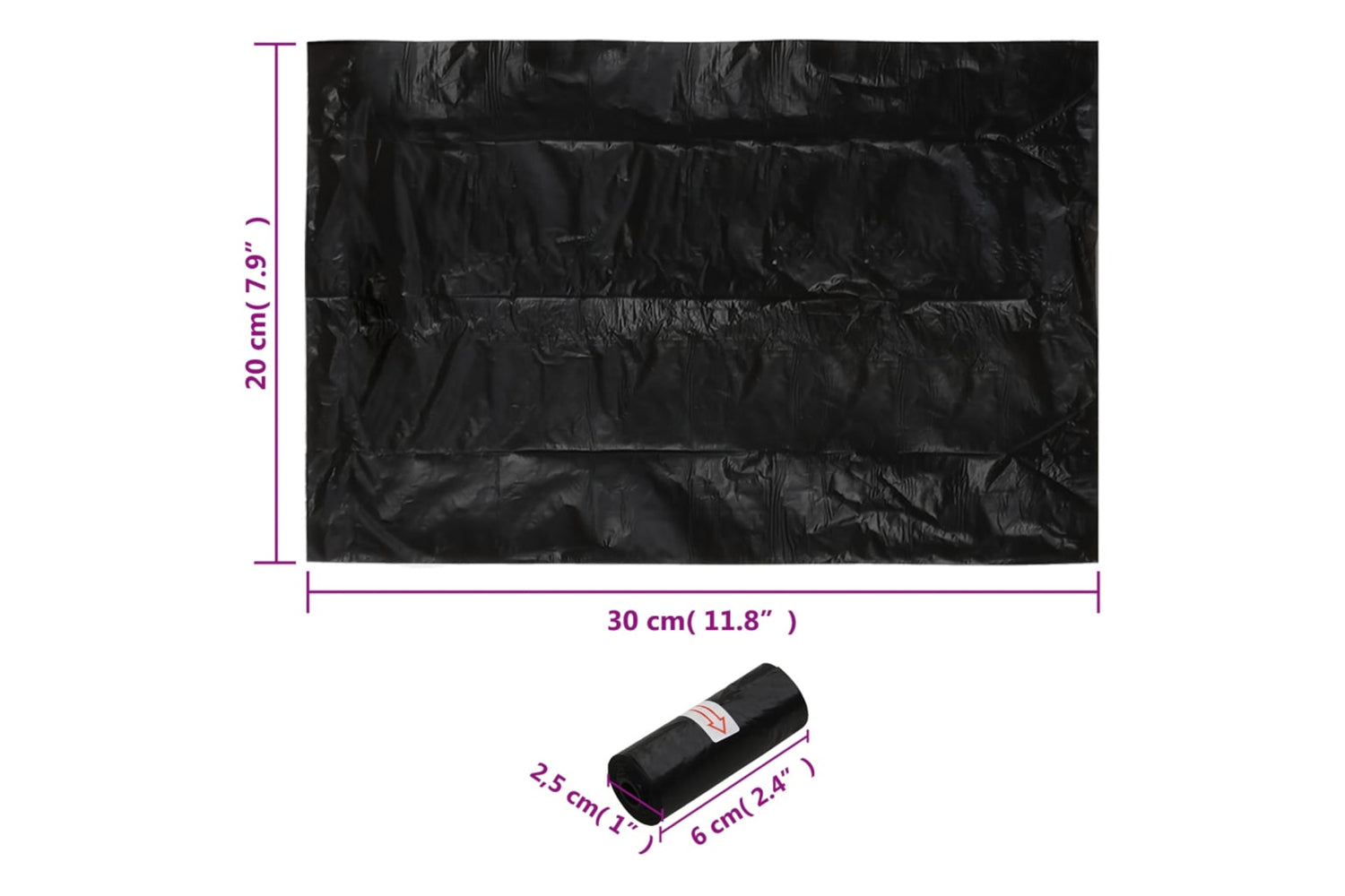 vidaXL Dog Poop Bags 750 Pcs Black 30x20cm Pe-9