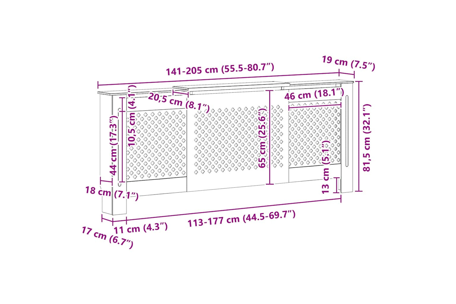 vidaXL Mdf Radiator Cover 205cm-9