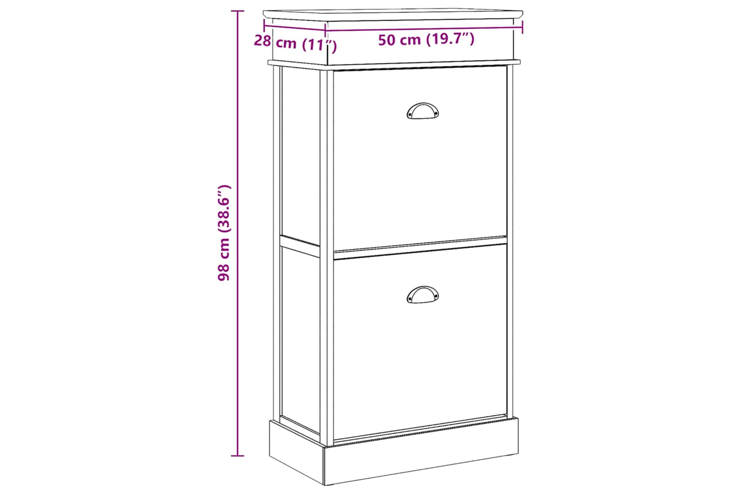 vidaXL 284087 Shoe Cabinet Grey 50x28x98cm Paulownia Wood-9