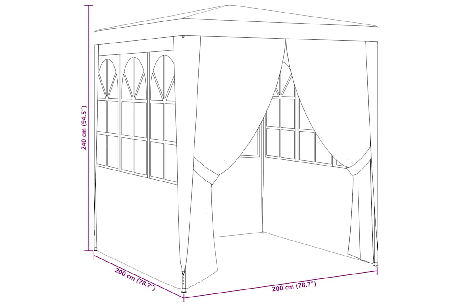 Vidaxl 48531 Professional Party Tent With Side Walls 2x2 M Anthracite 90 G/m?-10