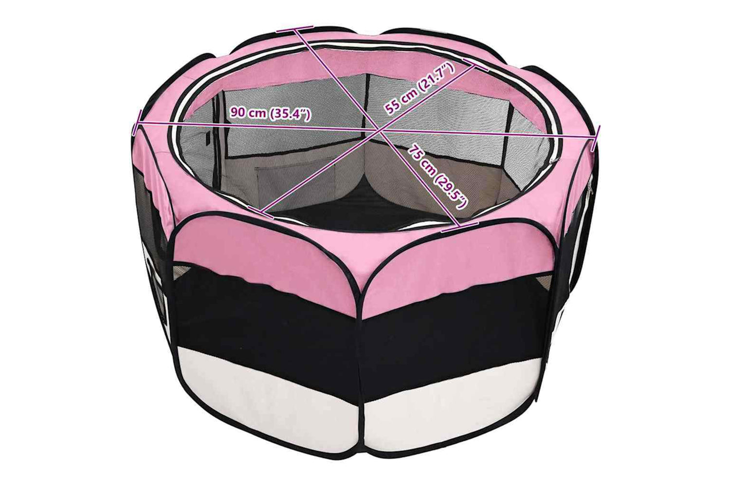 Vidaxl Foldable Dog Playpen With Carrying Bag Pink 90x90x58 Cm-9