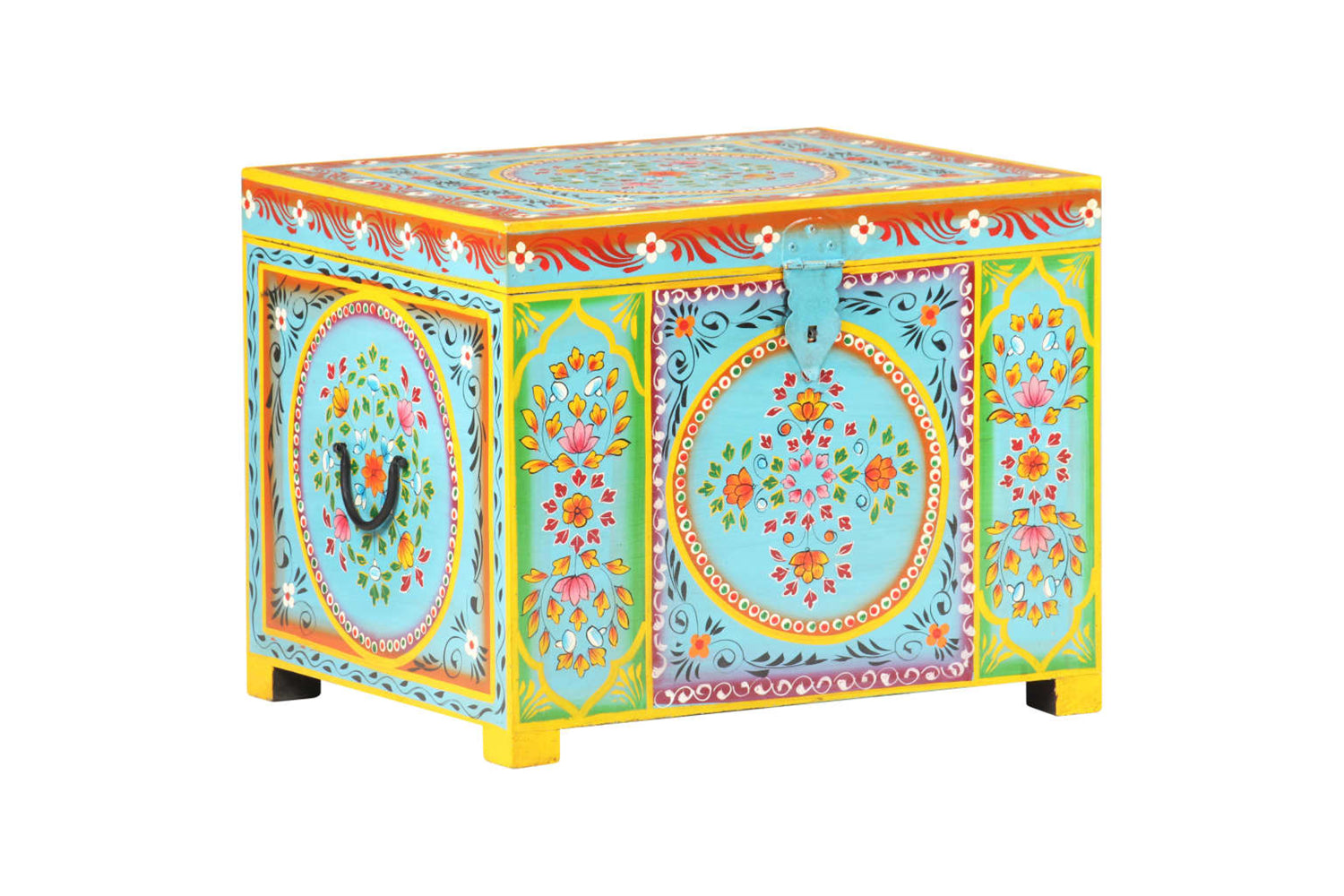 vidaXL 323540 Hand Painted Storage Box 50x40x40cm Solid Mango Wood-10