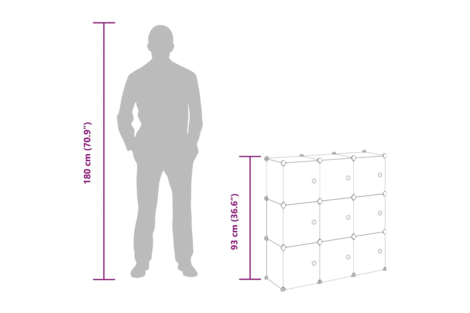 Vidaxl 340557 Storage Cube Organiser With 9 Cubes And Doors Transparent Pp-9