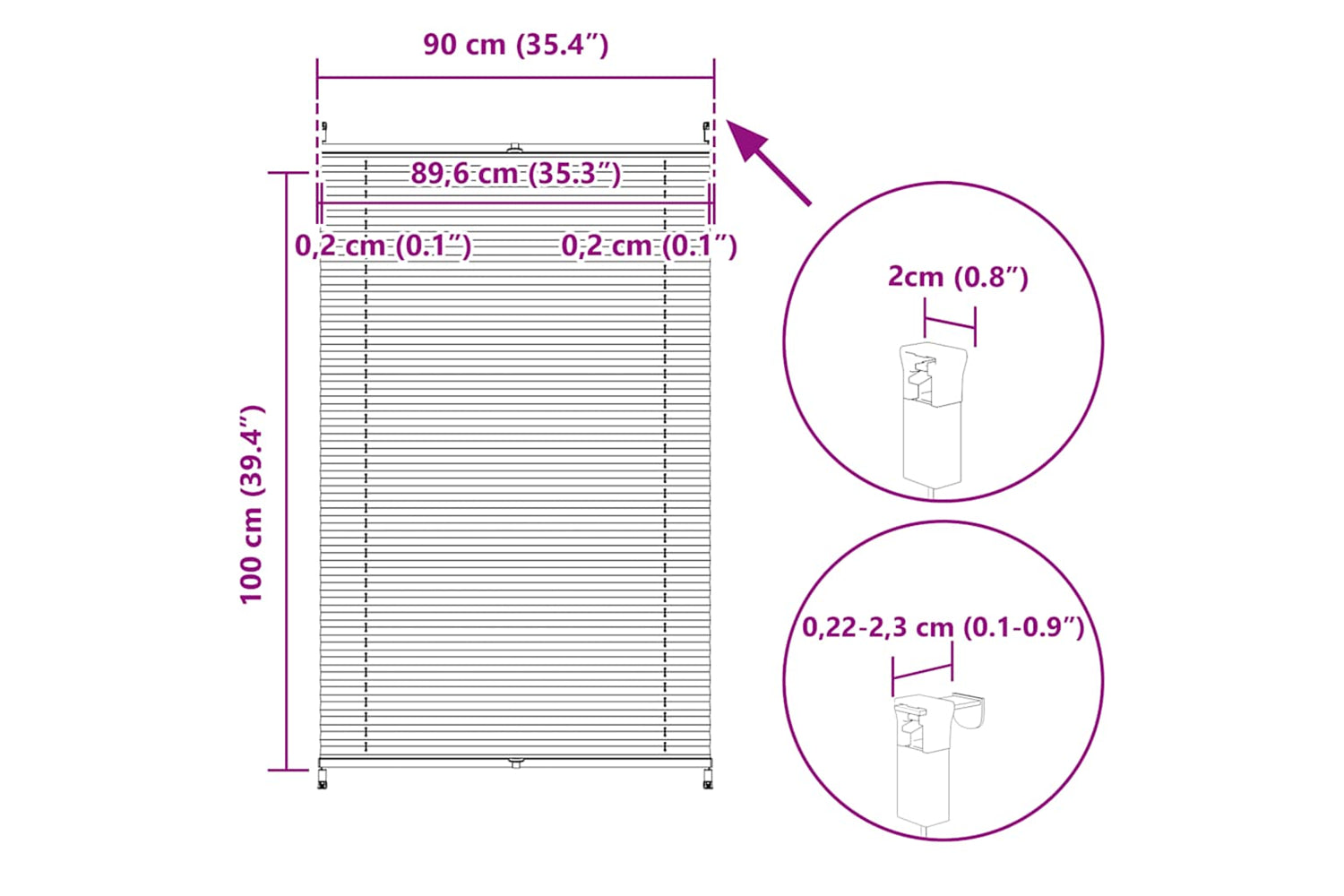 Vidaxl Plisse Blind 90x100cm Creme-9