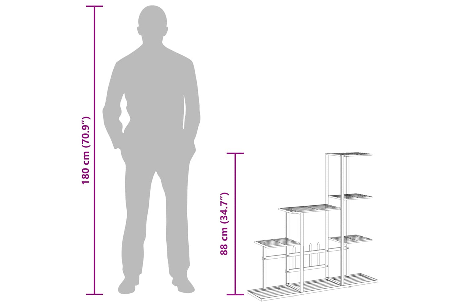vidaXL 336112 Flower Stand 94.5x25x88cm Black Metal-9