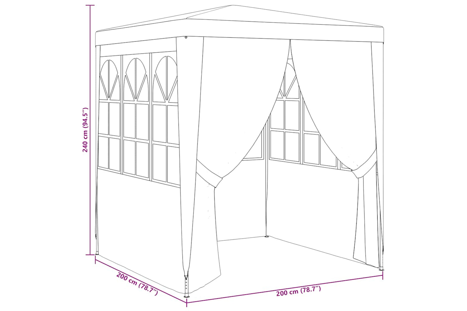 Vidaxl 48516 Professional Party Tent With Side Walls 2x2 M White 90 G/mâ²-9