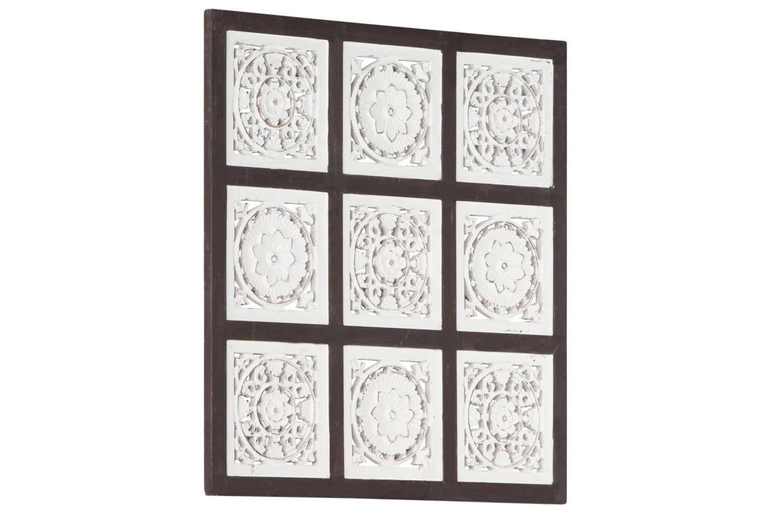 vidaXL 321654 Hand-carved Wall Panel Mdf 60x60x1.5cm Brown And White-7