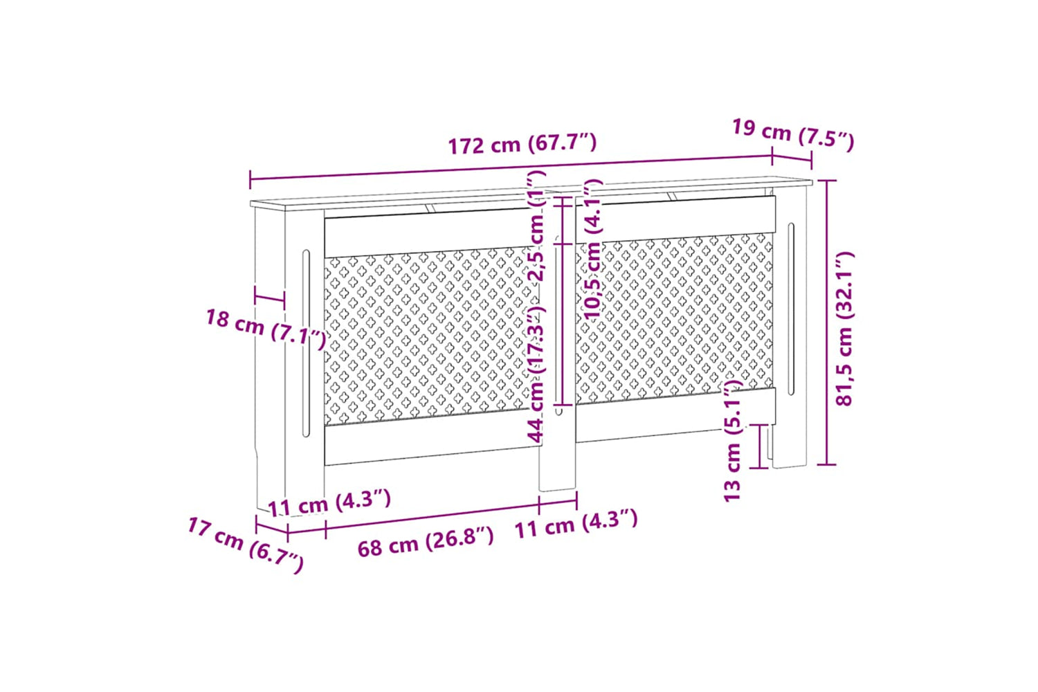 vidaXL 3051379 Radiator Covers 2 Pcs White 172x19x81.5cm Mdf-9