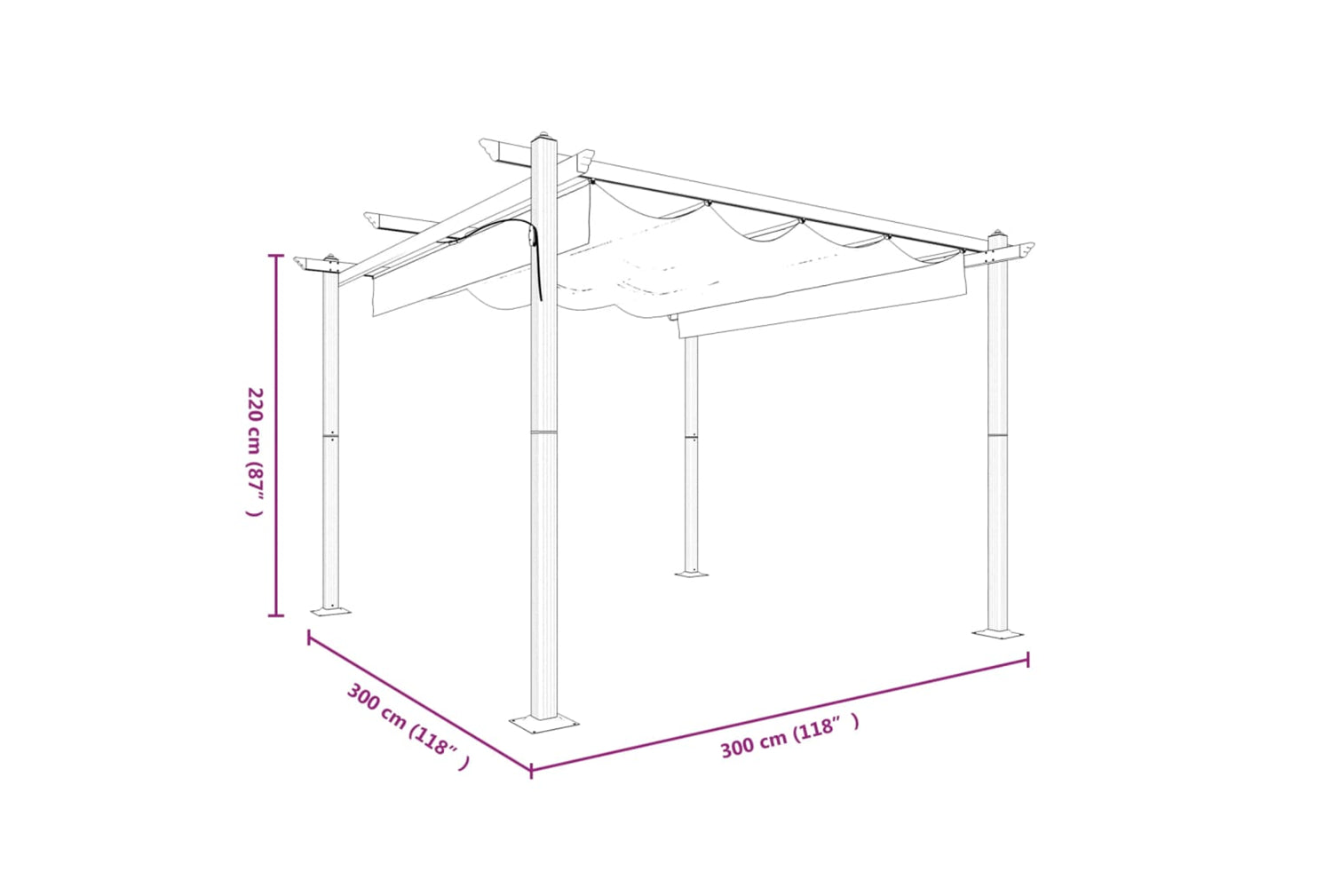 Vidaxl 318534 Garden Gazebo With Retractable Roof 3x3 M Cream-9