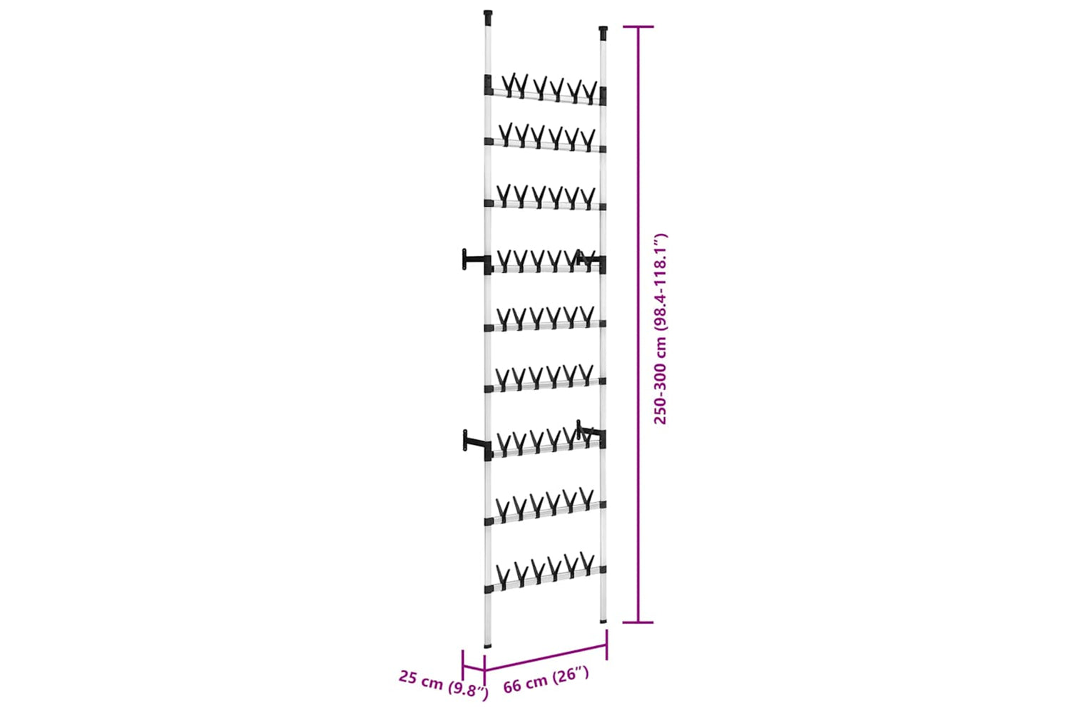 Vidaxl 321108 Telescopic Shoe Rack With Rods Aluminium-9