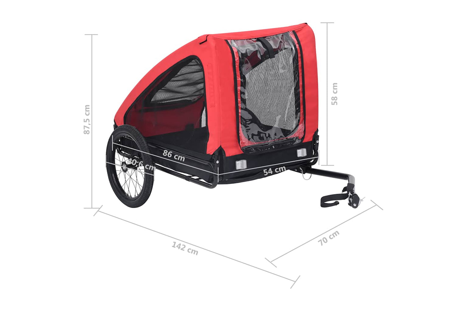 Vidaxl Pet Bike Trailer Red And Black-10
