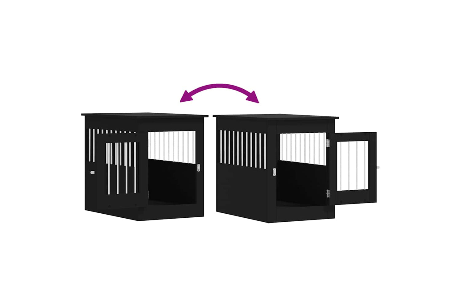vidaXL 838324 Dog Crate Furniture Black 55x80x68cm Engineered Wood-9