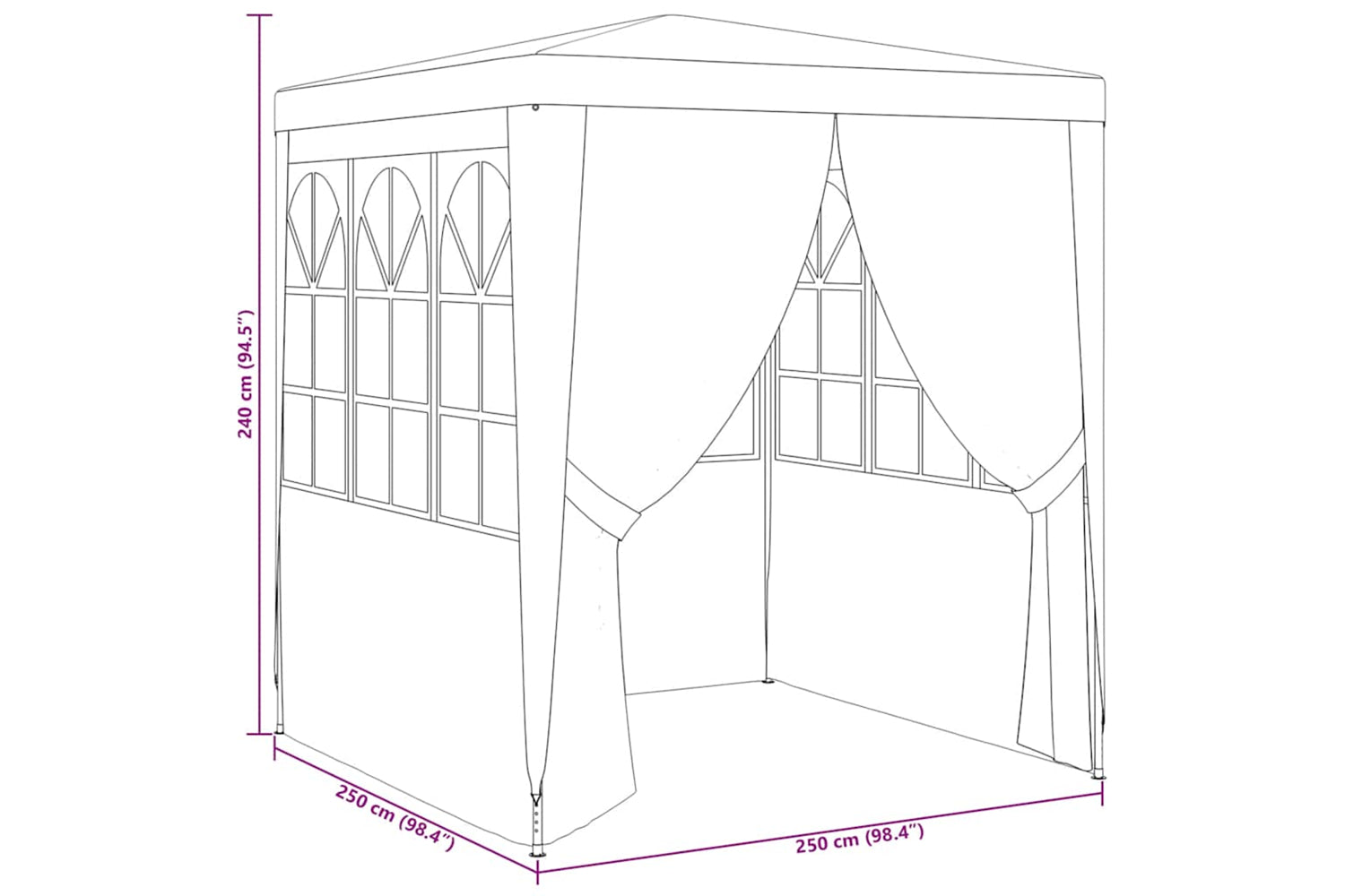 Vidaxl 48534 Professional Party Tent With Side Walls 2.5x2.5 M Green 90 G/mâ²-9