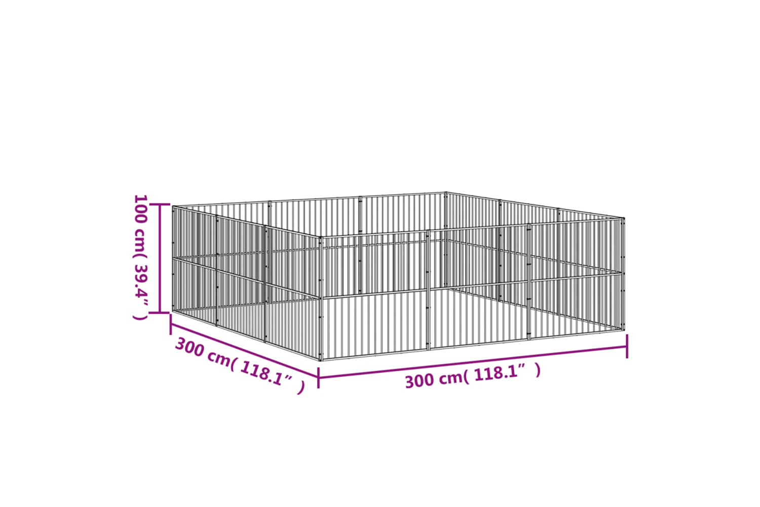Vidaxl 3209554 Dog Playpen 12 Panels Black Galvanised Steel-9