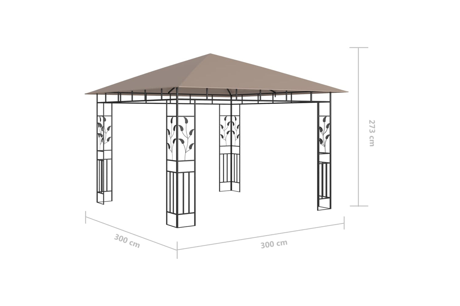 Vidaxl 3070318 Gazebo With Mosquito Net&led String Lights 3x3x2.73 M Taupe-9