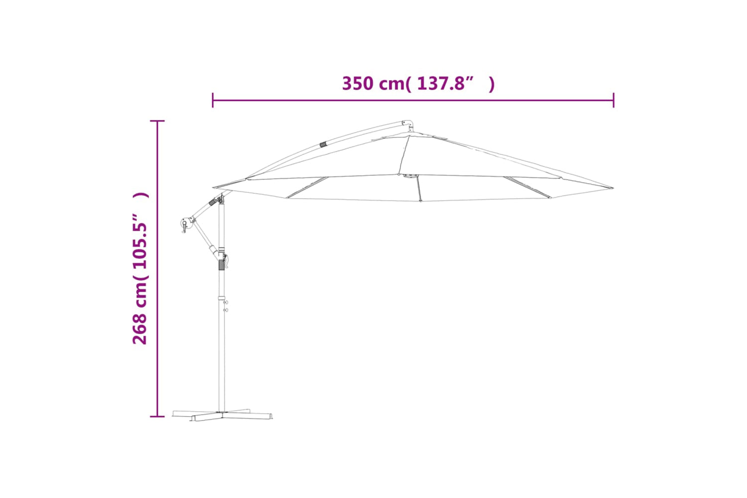 vidaXL 44508 Cantilever Umbrella With Aluminium Pole 350cm Terracotta-9