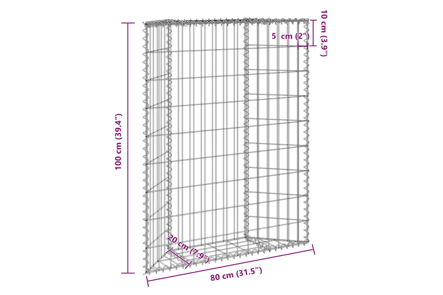 vidaXL 145652 Trapezium Gabion Raised Bed Galvanised Steel 80x20x100cm-9
