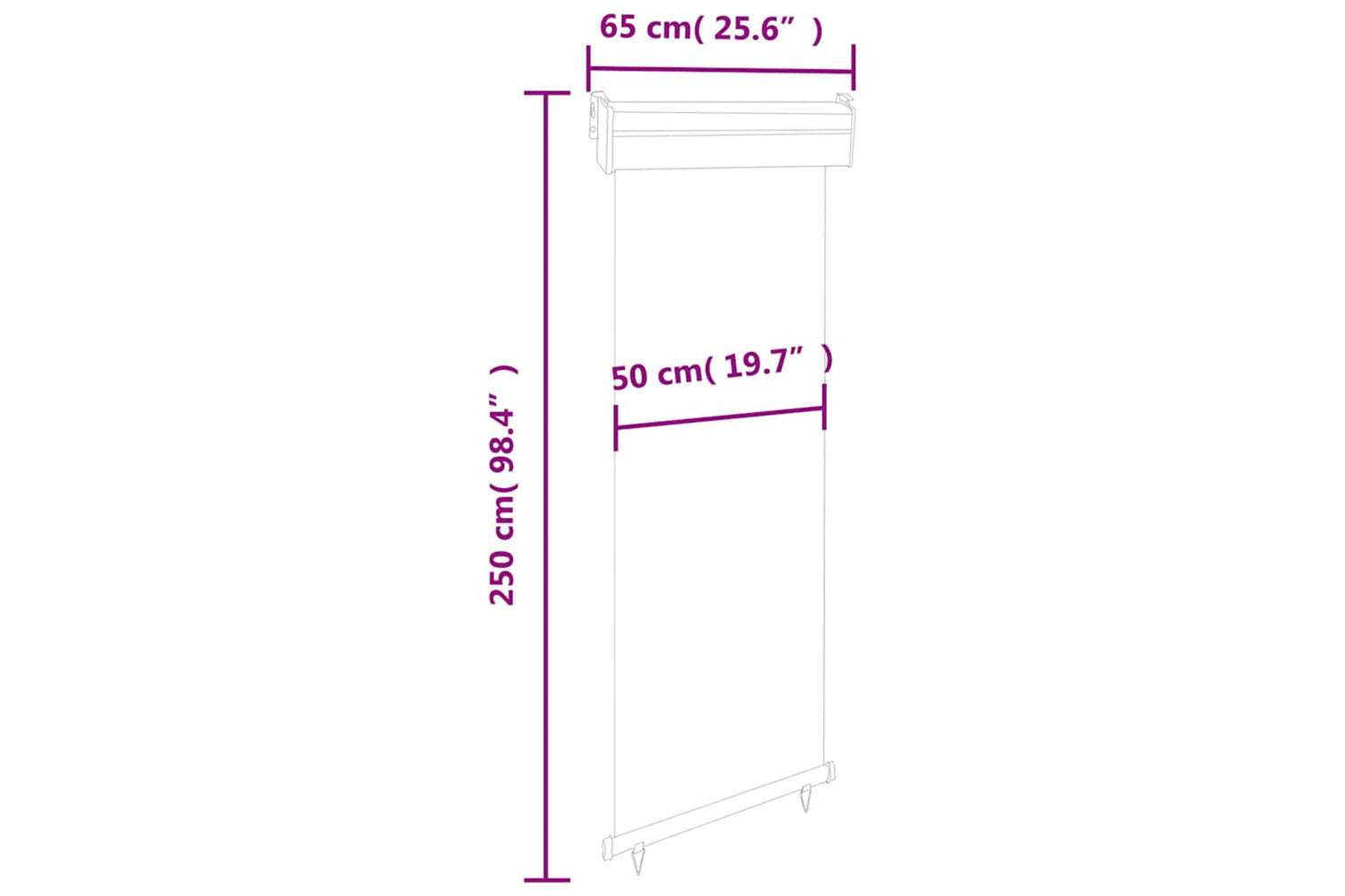 vidaXL Balcony Side Awning 65x250cm Black-10
