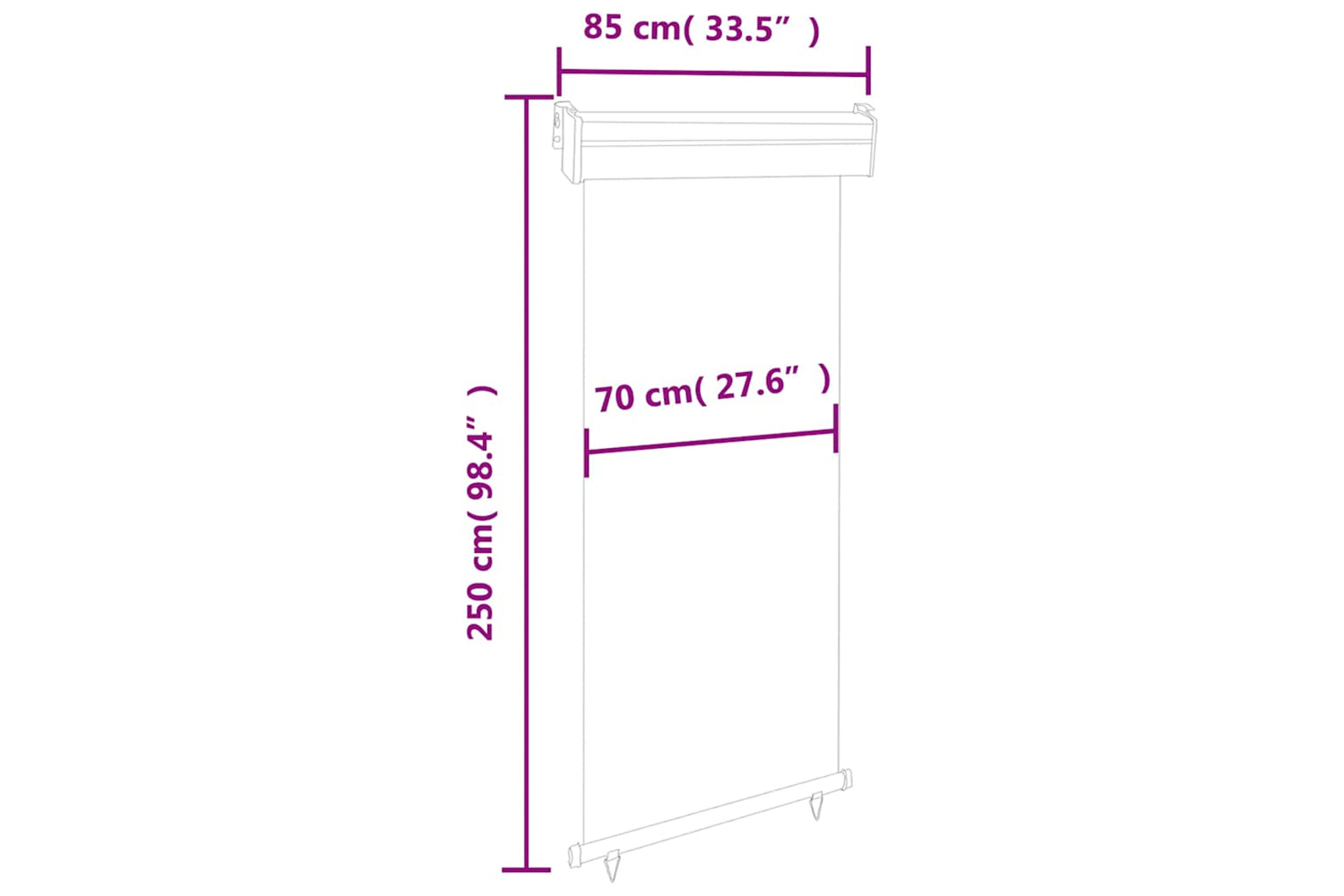 vidaXL Balcony Side Awning 85x250cm Brown-10