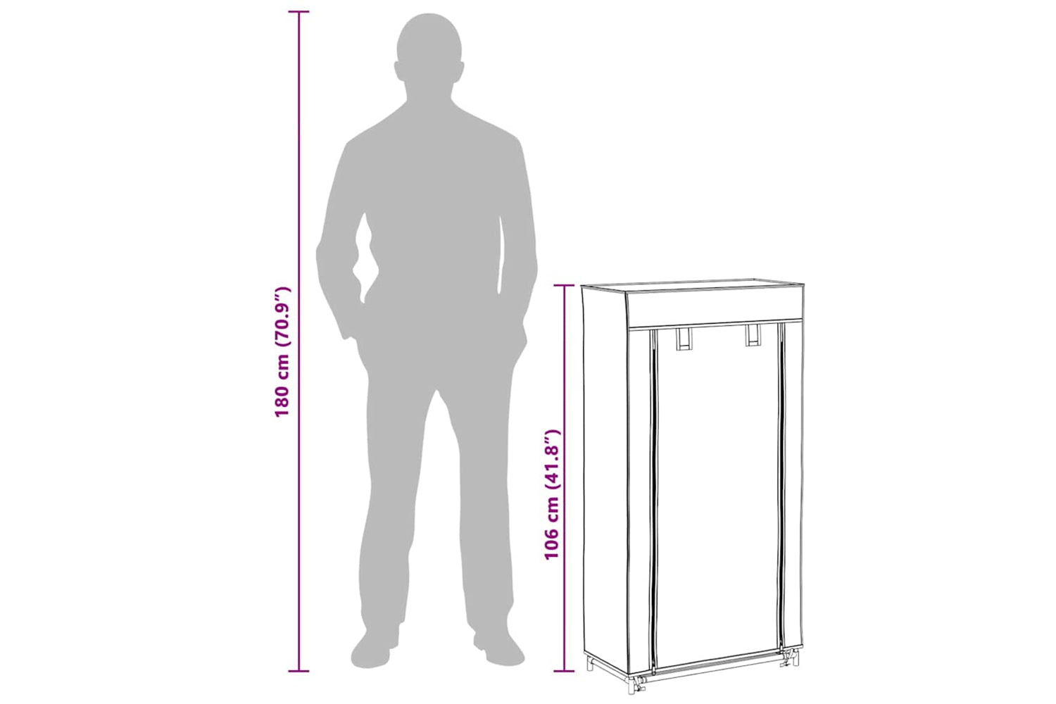vidaXL 282429 Shoe Cabinet With Cover Cream 58x28x106cm Fabric-9