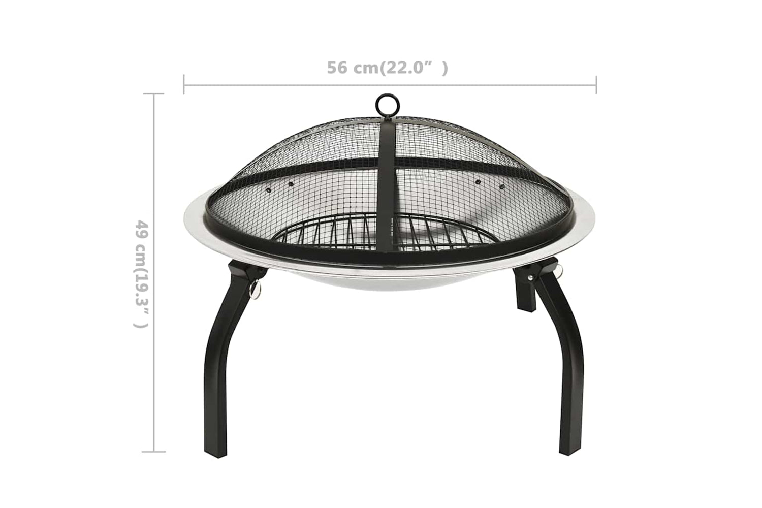 Vidaxl 2-in-1 Fire Pit And Bbq With Poker 56x56x49 Cm Stainless Steel-9