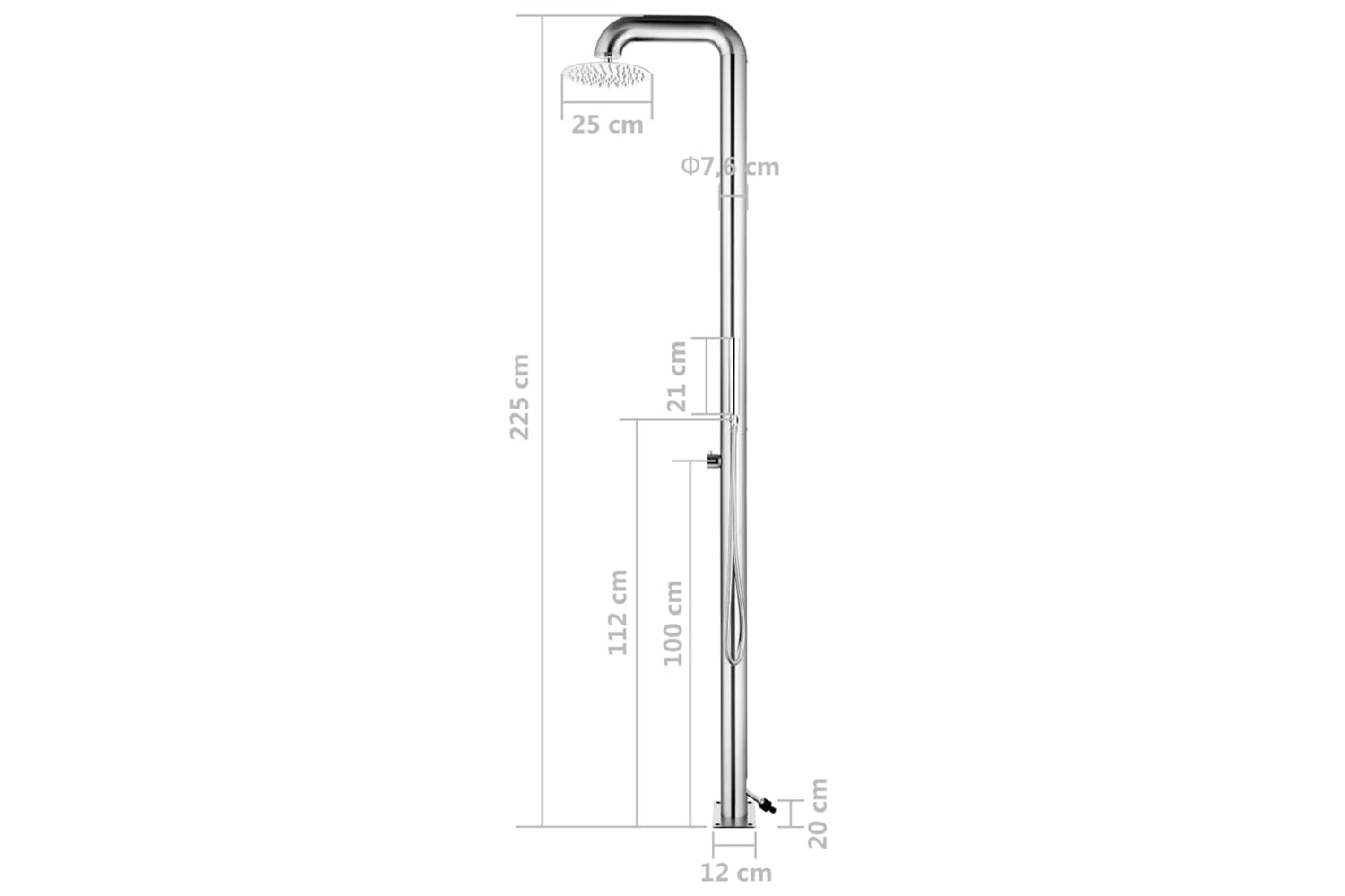 vidaXL 315941 Garden Shower 225cm Stainless Steel-10