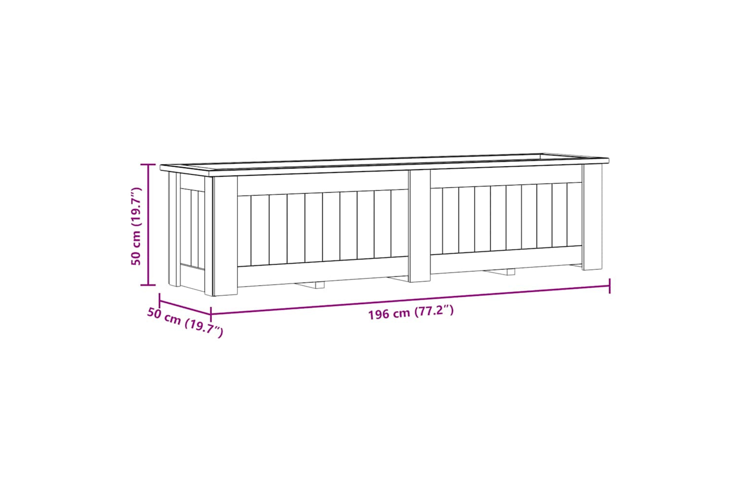 vidaXL 49095 Raised Bed 196x50x50cm Impregnated Pinewood-10