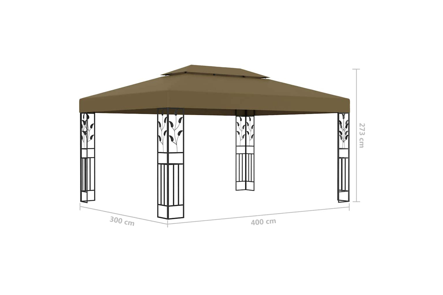 Vidaxl 3070313 Gazebo With Double Roof&led String Lights 3x4 M Taupe-9