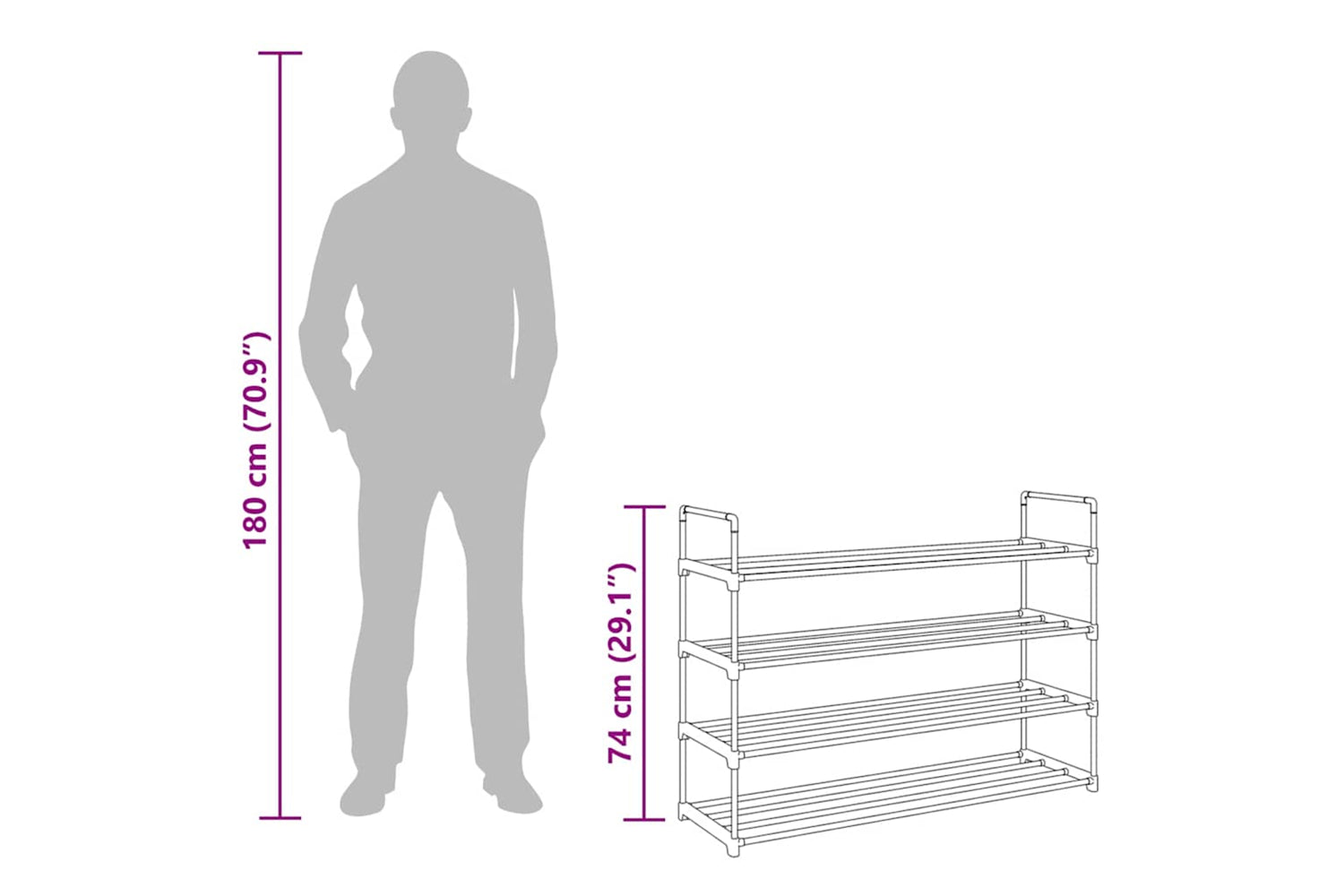 Vidaxl 245626 Shoe Rack With 4 Shelves Metal And Plastic Black-9