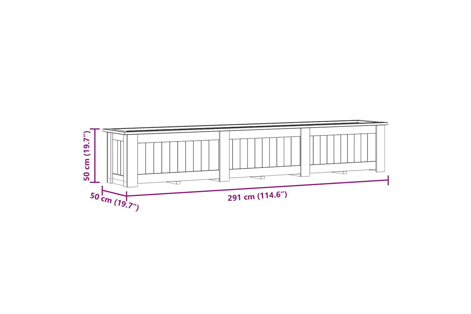 vidaXL 49096 Raised Bed 291x50x50cm Impregnated Pinewood-10