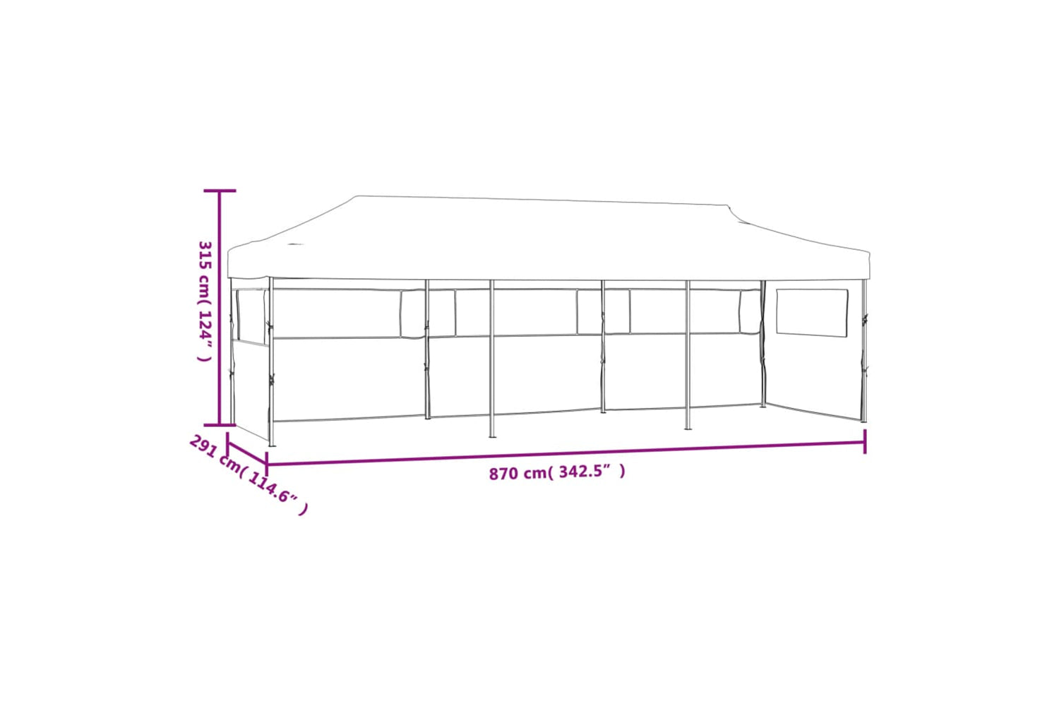 Vidaxl Folding Pop-up Party Tent With 5 Sidewalls 3x9 M Cream-10