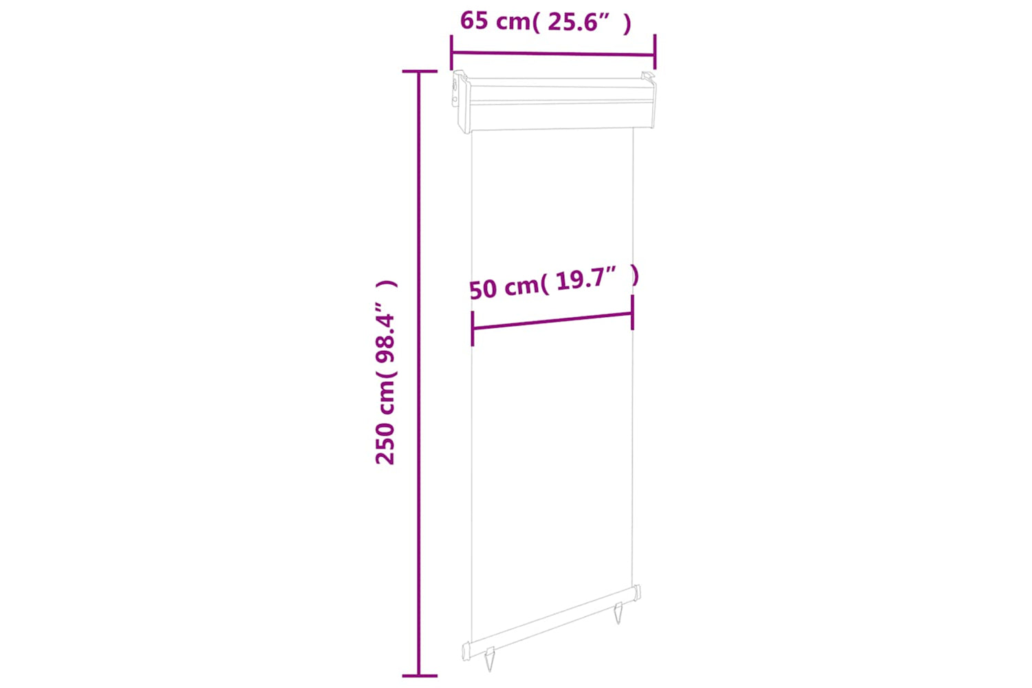 vidaXL Balcony Side Awning 65x250cm Brown-10