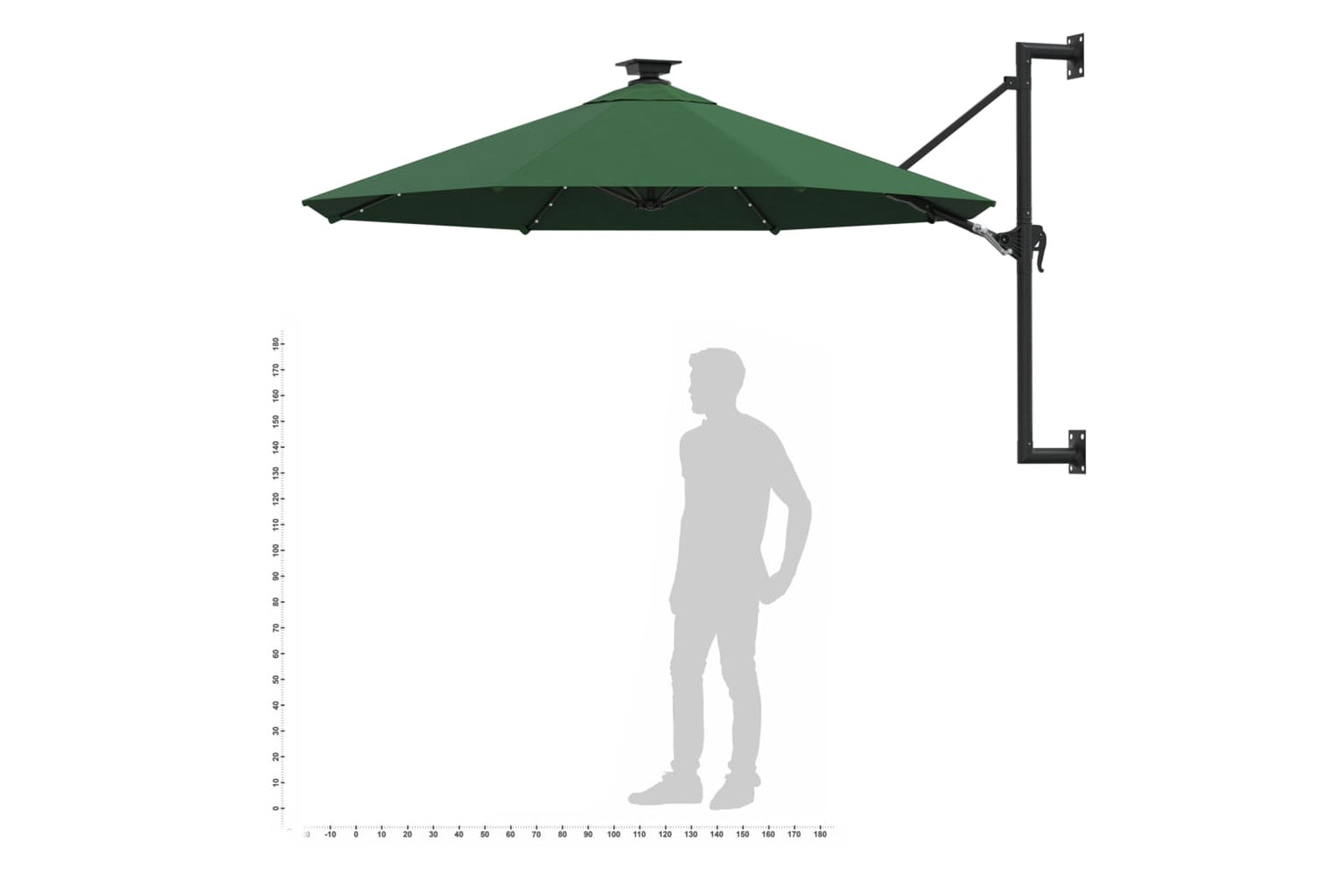 Vidaxl 312523 Wall-mounted Parasol With Leds And Metal Pole 300 Cm Green-10