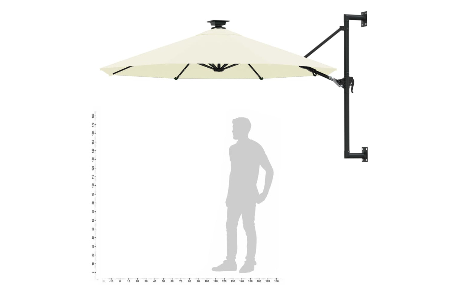 Vidaxl 312522 Wall-mounted Parasol With Leds And Metal Pole 300 Cm Sand-10